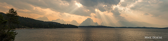 Jackson LAke Lightbeam Panorama