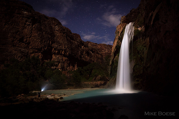 Havasu Fall by moon and Torchlight